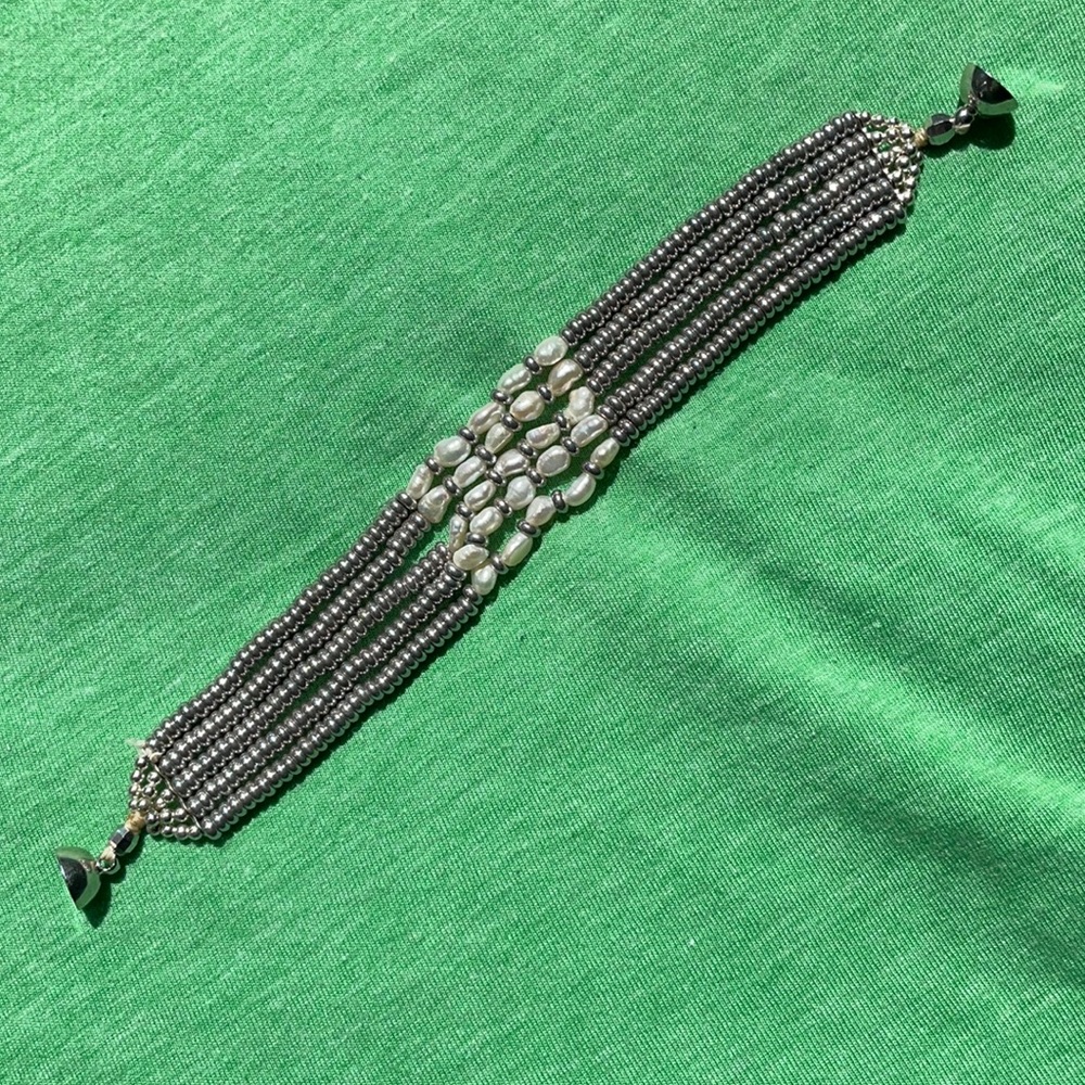 Lucky Brand silver & fresh water pearl bracelet